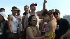 Bitches go wild and show off their tits during spring break parties