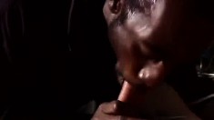 Sexy black dude blows a big dick and gets pounded rough from behind
