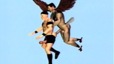 Hung angel mounts and fucks this dude in the ass while flying