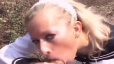 Platinum blonde Susan trades head and gets drilled out in the field