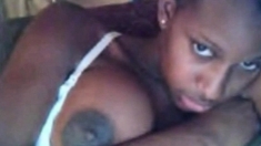 Busty ebony chick on webcam