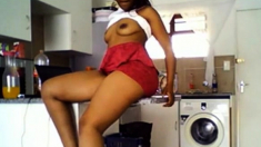 Black girl with juicy ass teasing in kitchen